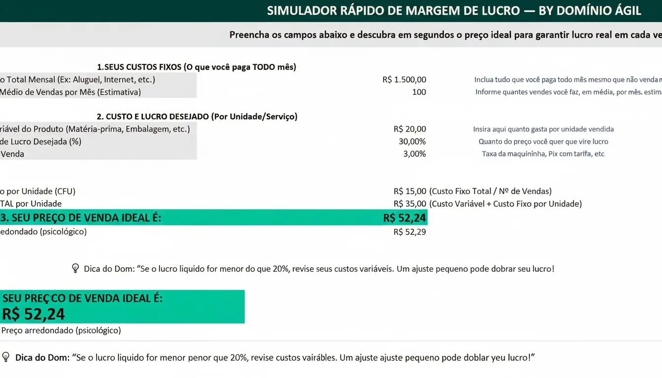 Calculadora Ágil do Preço Certo - Ferramenta automática para cálculo de precificação MEI